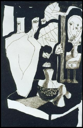 Interior - Tinta 36x26 - Colección: Antigonas Modernas