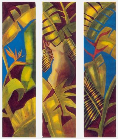 Mujer Hoja - Acrílico - Colección: Biombos